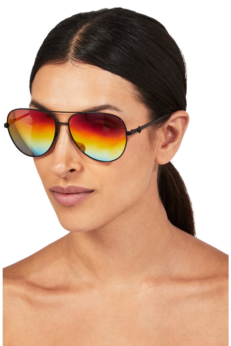 Shoreditch 62mm Oversize Aviator Sunglasses, Alternate, color, BLAVK FUCHSIA/ RAINBOW