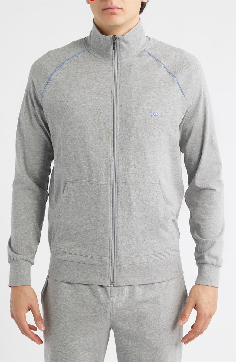 BOSS Mix Match Stretch Cotton Zip Jacket, Alternate, color, Medium Grey