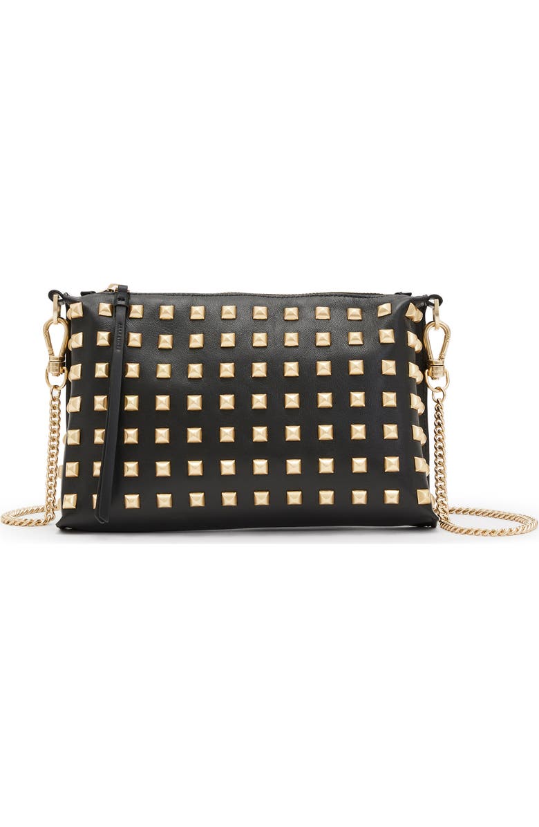 AllSaints Eve Studded Leather Crossbody Bag, Main, color,