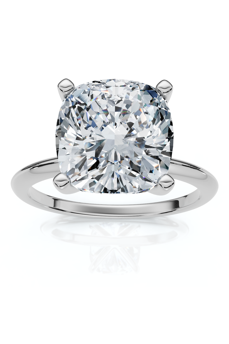 Certified 3Ct Cushion Diamond Solitaire Engagement Ring 14k Gold or Pt Lab Grown, Main, color, 14k White Gold