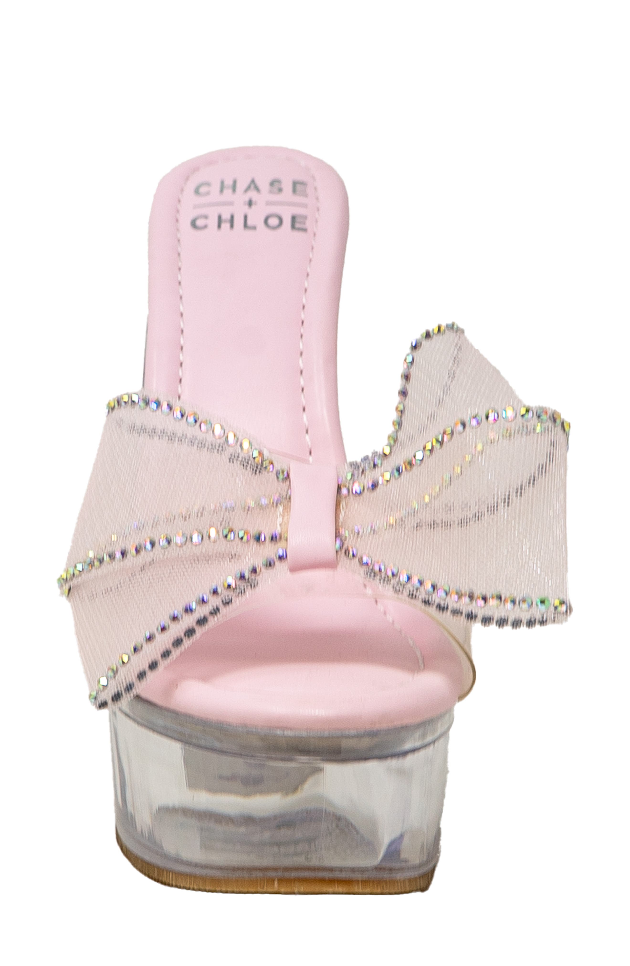 Rhinestone Bow Platform Sandal, Alternate, color, CLEAR PINK