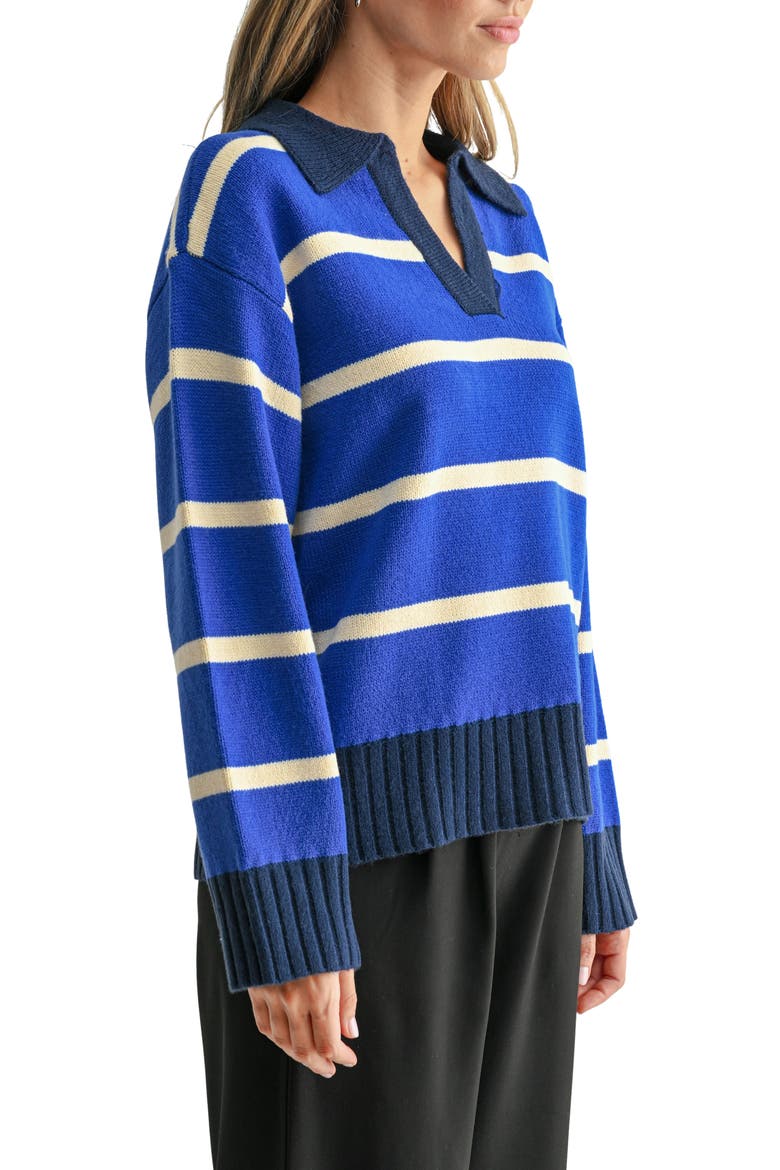 Striped Polo Sweater, Alternate, color, BUTTER BLUE NAVY