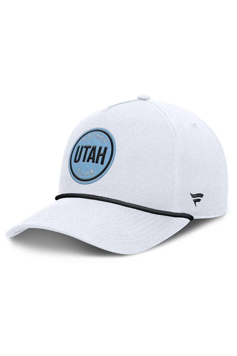 Men's Fanatics White Utah Hockey Club Rope A-Frame Adjustable Hat, Main, color, White