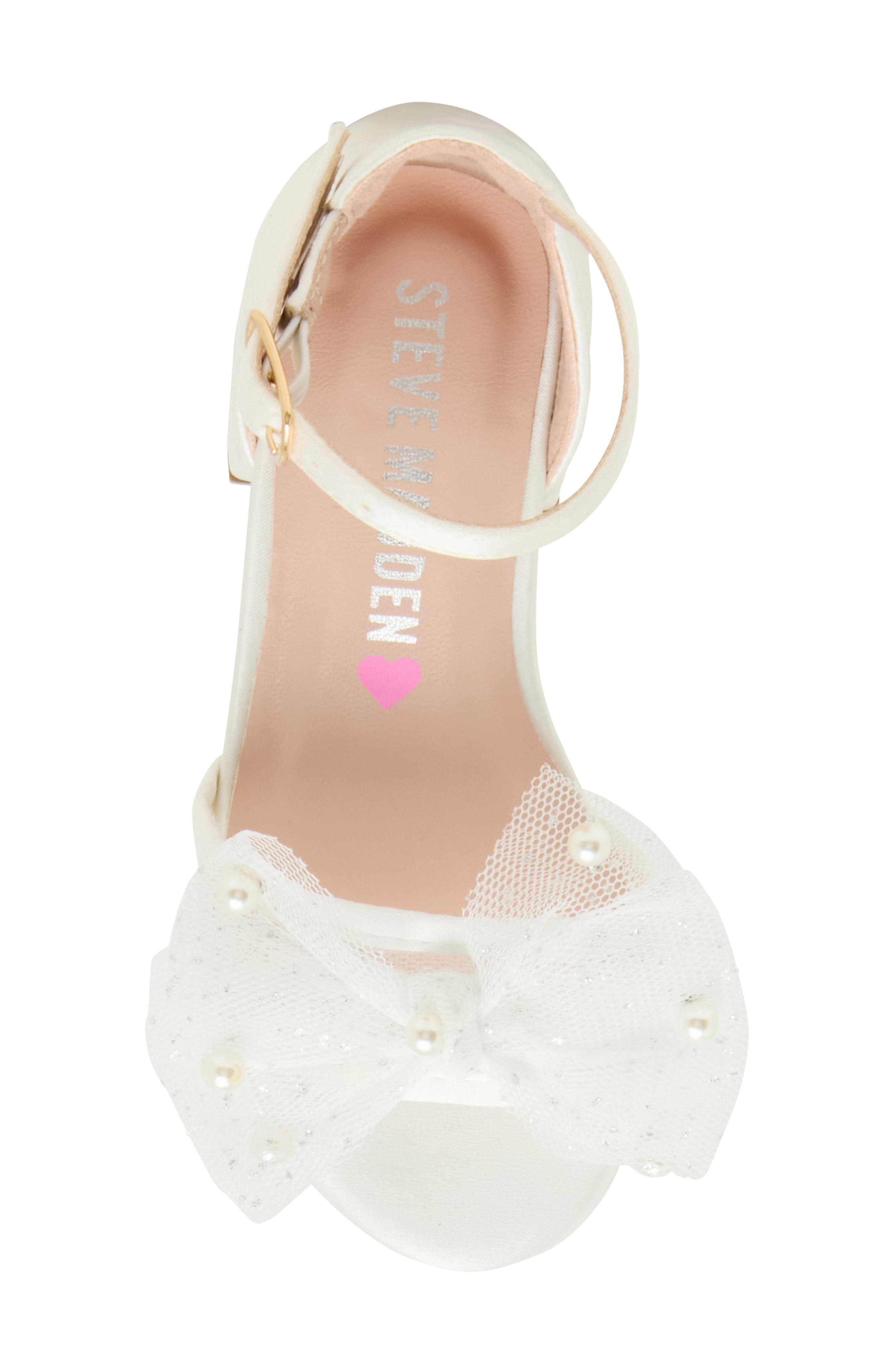 Steve Madden Kids' Debra Ankle Straw Bow Sandal, Alternate, color, White