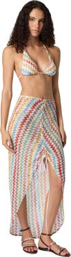 Missoni Ruched Long Skirt In Lamé Viscose With Micro Zigzag Pattern