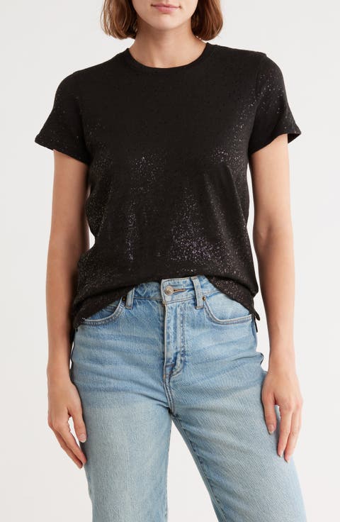 Metallic Slub Cotton Jersey T-Shirt