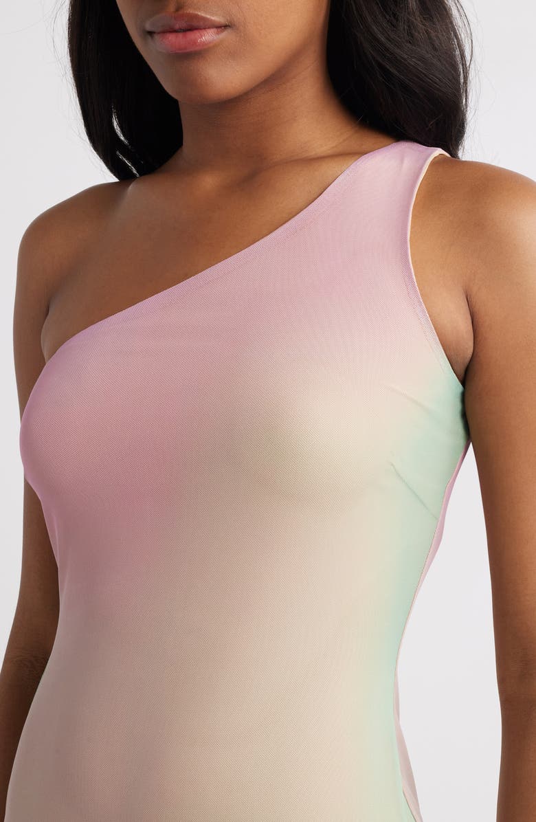 Rare London Blur One Shoulder A-Line Dress, Alternate, color, Rainbow Multi