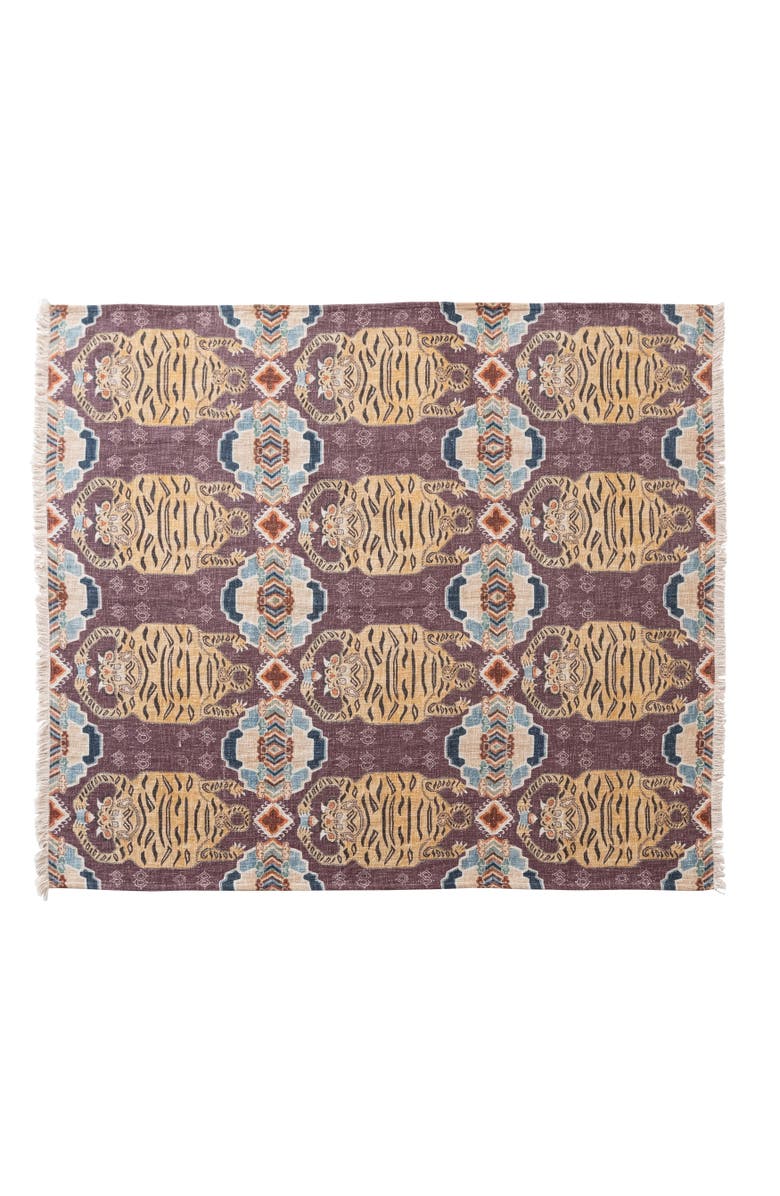 Storied Home Slub Printed Throw Blanket, Main, color, Purple