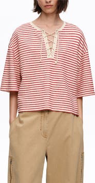 Bimba y Lola Cotton T-Shirt with Corset Detail