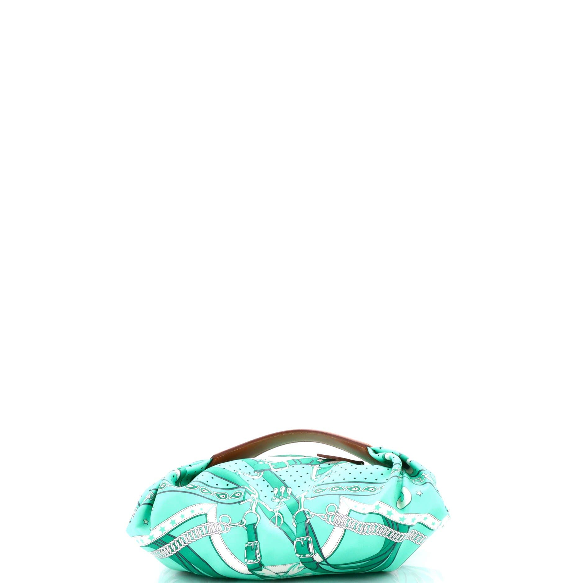 Pre-Owned Hermes Balusoie Bag Printed Silk and Leather, Alternate, color, Vert Comics