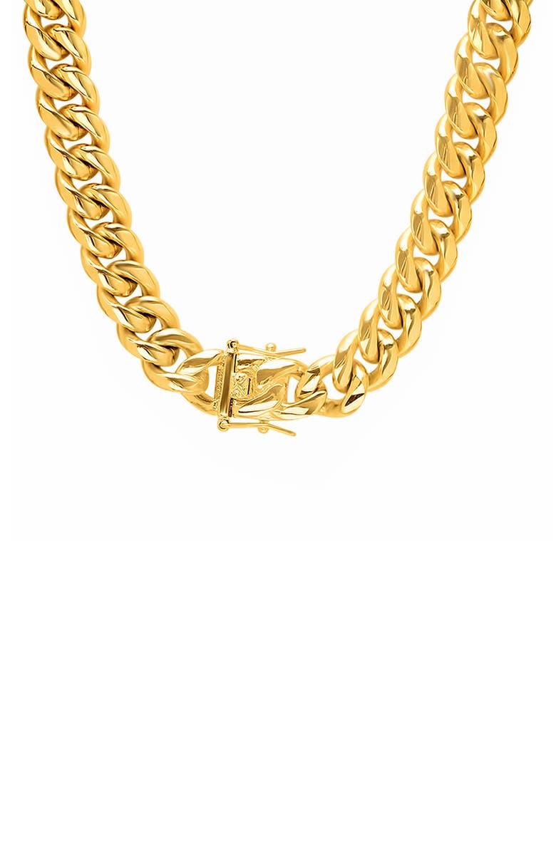 HMY JEWELRY Men's 18K Gold Plate Curb Chain Necklace, Alternate, color, Yellow