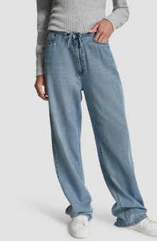 Drawstring Waist Wide Leg Jeans