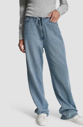 Drawstring Waist Wide Leg Jeans