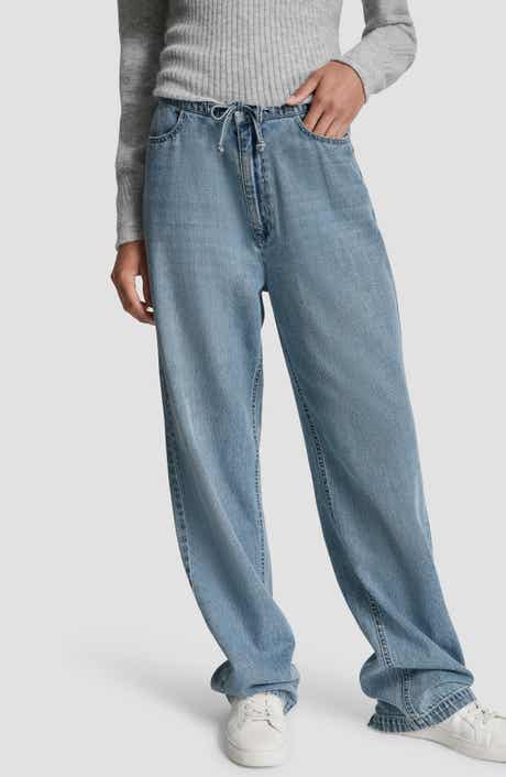 Drawstring Waist Wide Leg Jeans