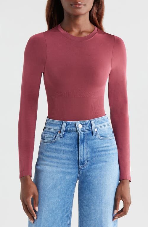 Pinsy Butter Sculpt Long Sleeve Bodysuit In Dark Cherry