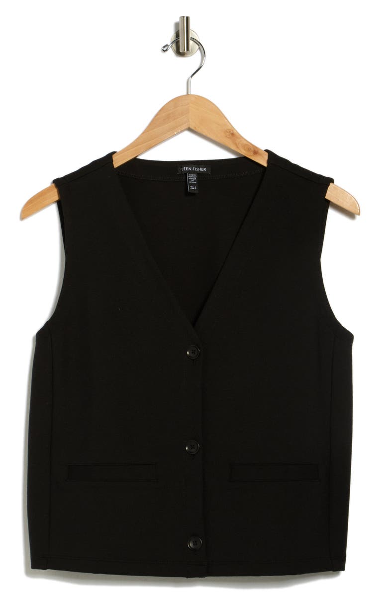 Eileen Fisher Button Front Vest, Alternate, color, Black