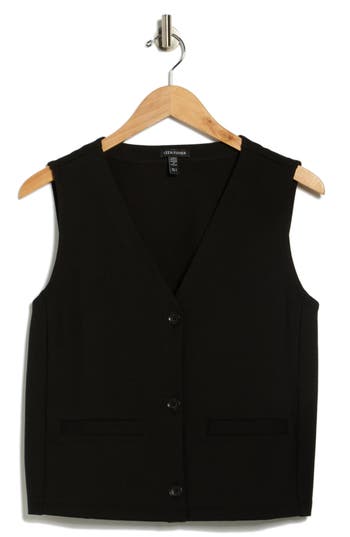 Eileen Fisher Button Front Vest In Black
