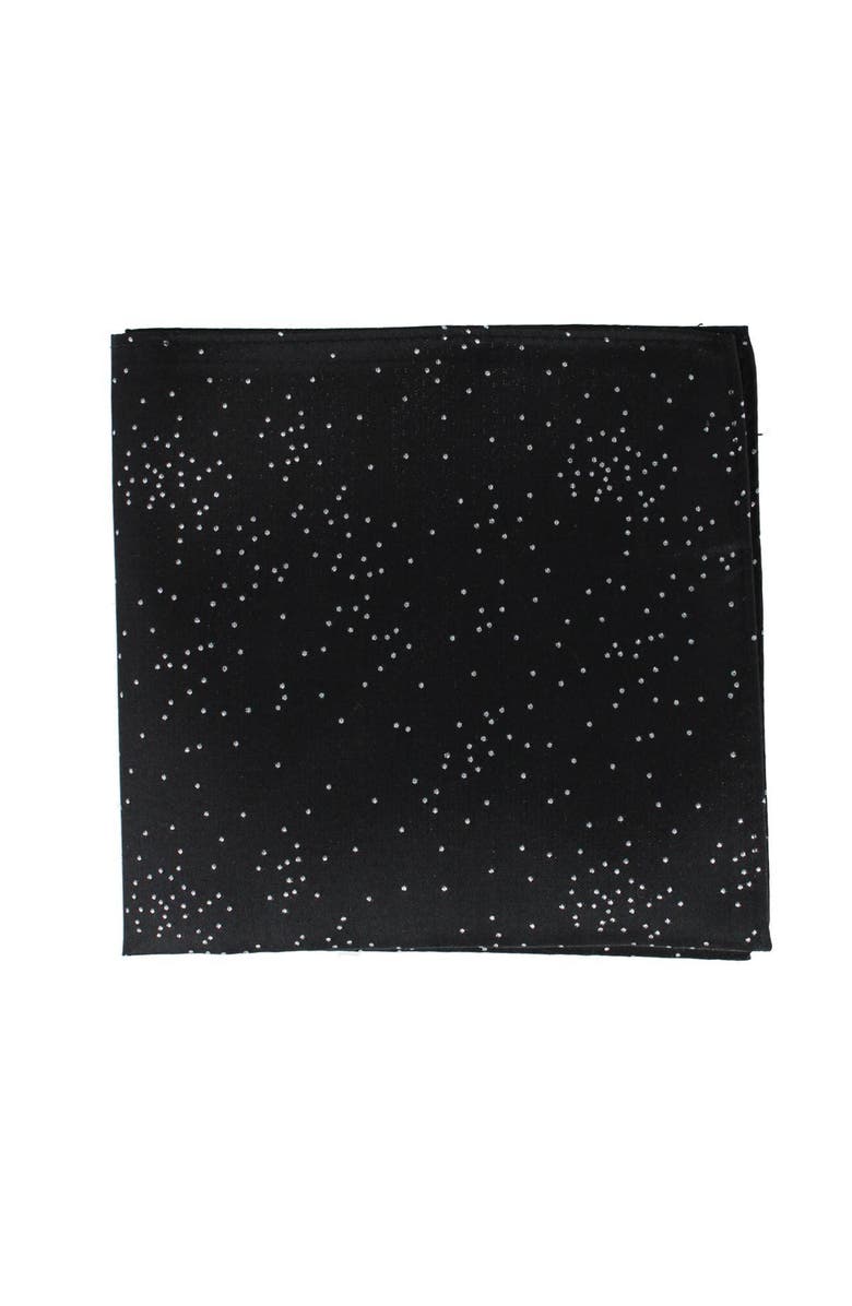 Trafalgar Mystere Metallic Star Light 12 x 12 Silk Pocket Square, Alternate, color, Black