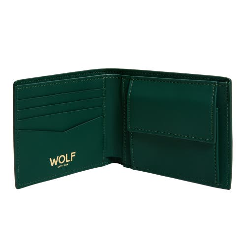 Wolf Signature Billfold And Coin In Green