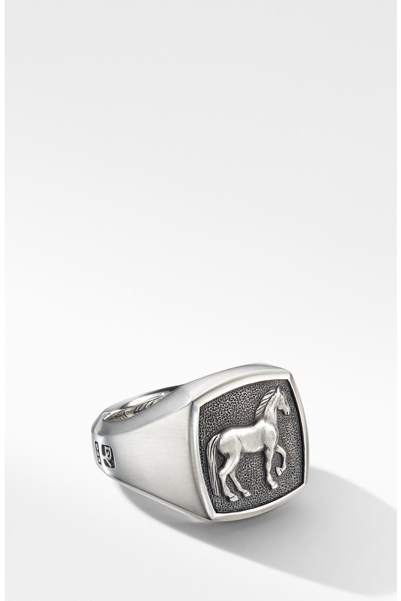 Petrvs® Horse Signet Ring, Main, color, SILVER