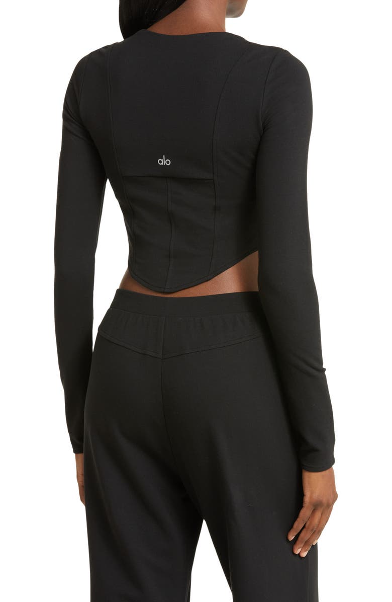 Alo Corset Detail Crop T-Shirt, Alternate, color, 