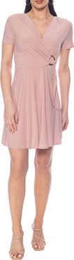 TASH AND SOPHIE O-Ring Faux Wrap Jersey Dress