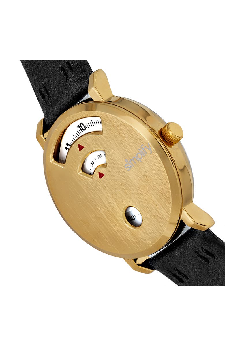 SIMPLIFY The 7000 Leather-Band Watch, Alternate, color, Gold/Black