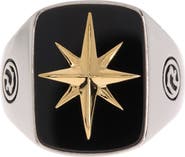 EFFY Sterling Silver & 18K Yellow Gold Star Onyx Ring