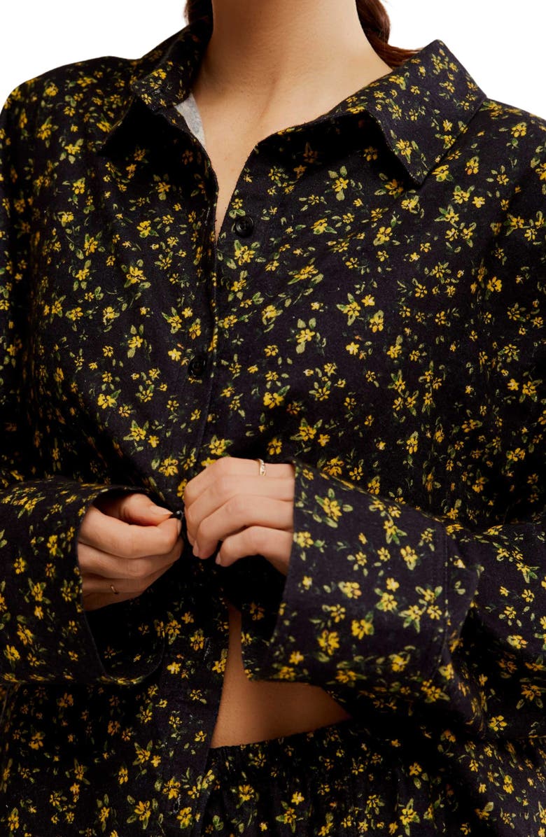 Free People Early Morning Cotton Shorts Pajamas, Alternate, color, Black Combo