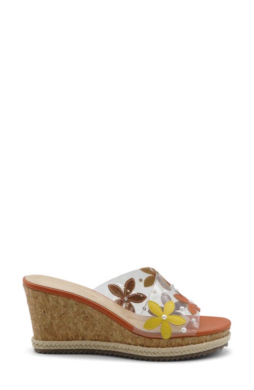 Adrienne Vittadini Crista Wedge Sandal In Clear Orange Vp
