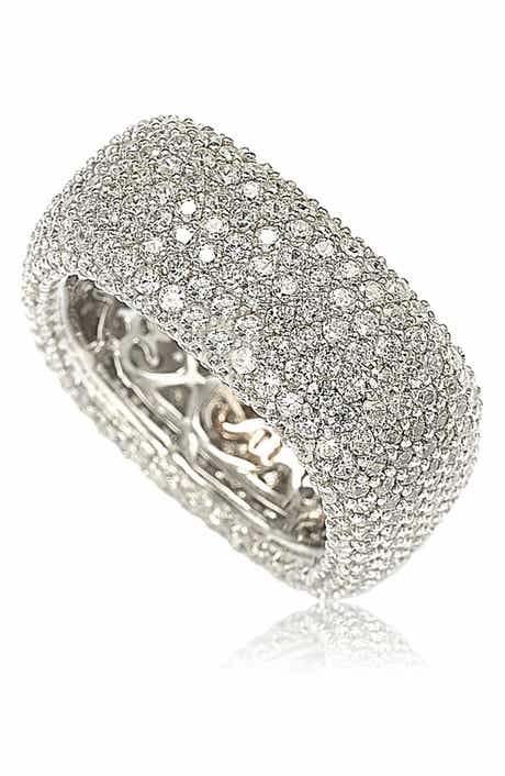 SUZY LEVIAN Sterling Silver Pavé Cubic Zirconia Square Eternity Band Ring
