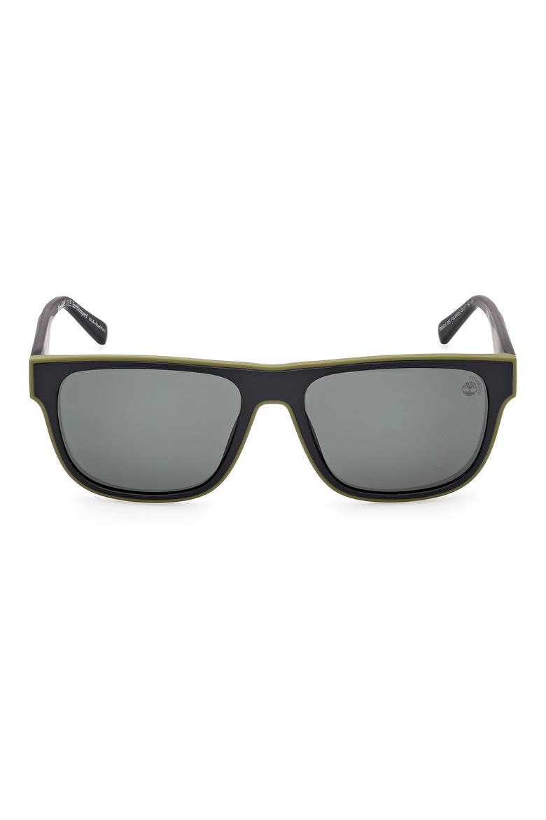 56mm Sunglasses, Main, color, MATTE BLACK / GREEN POLARIZED
