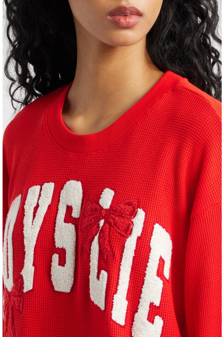Wrap Me in in a Bow Kara Crewneck Sweatshirt, Alternate, color, RED