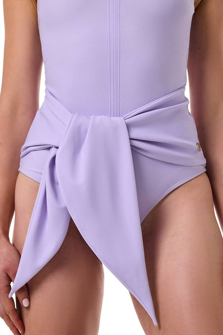 Breakwater Wrap Swimsuit, UPF 50+ Sun Protection, Alternate, color, Lavendula