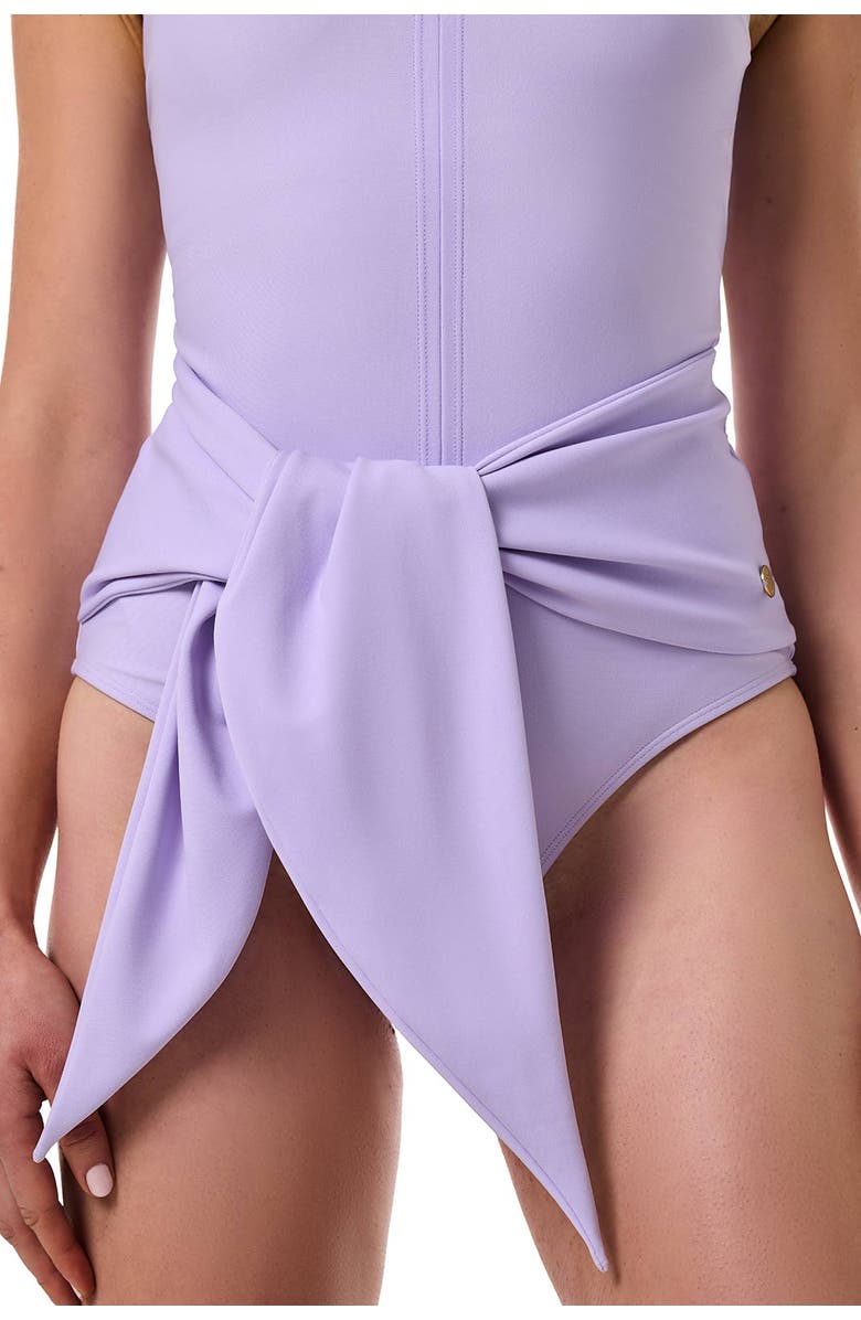 Coolibar Breakwater Wrap Swimsuit, UPF 50+ Sun Protection, Alternate, color, Lavendula