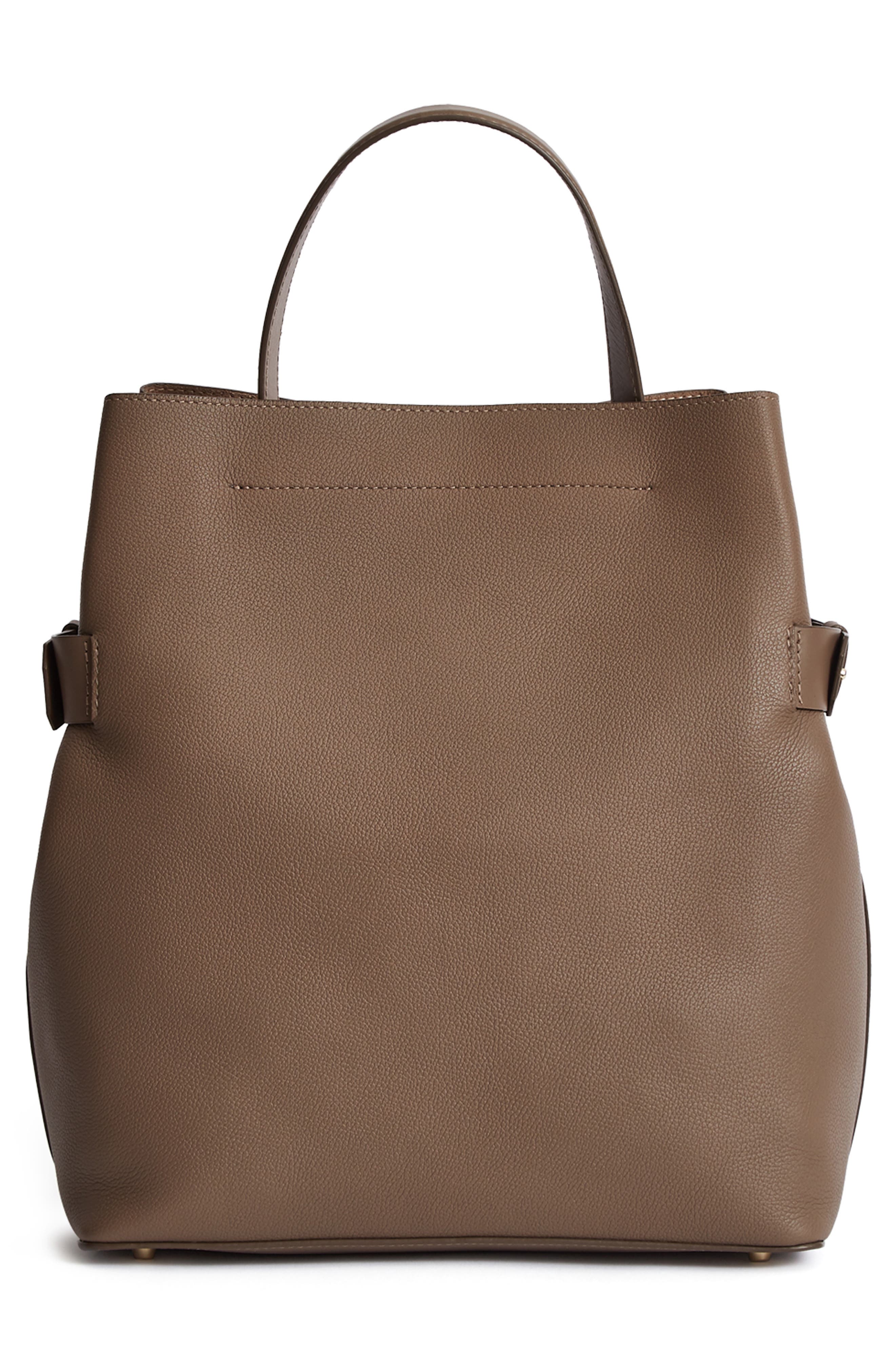 Freya Leather Bucket Bag, Alternate, color, MID GREY