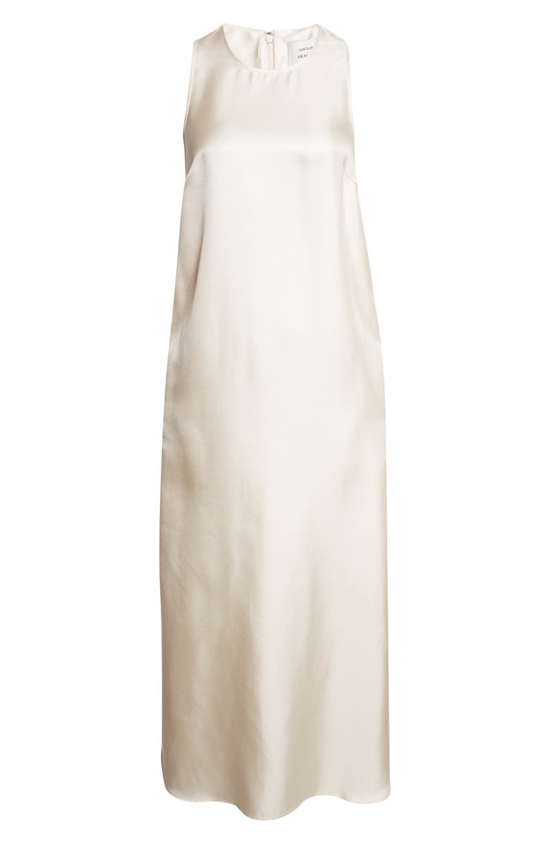 LOULOU DE SAISON Paloma Twist Detail Silk Twill Dress, Alternate, color, Ivory