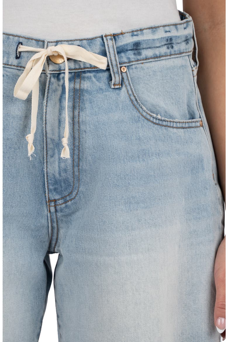 Holly Drawstring Waist Mid Thigh Denim Shorts, Alternate, color, SIMPLY W/LT BAS