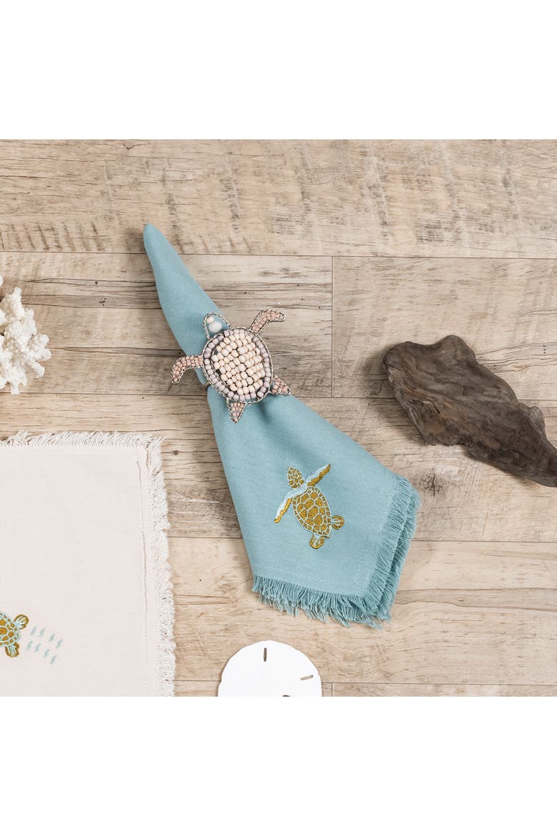 Napkin Rings Turtle - Wood and Metal, Alternate, color, Brown