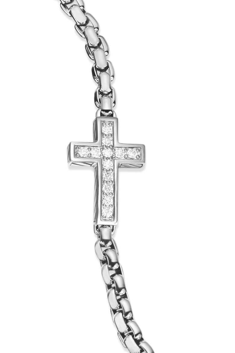 Cross Station Bracelet in Sterling Silver with Diamonds, 5mm, Alternate, color, SILVER