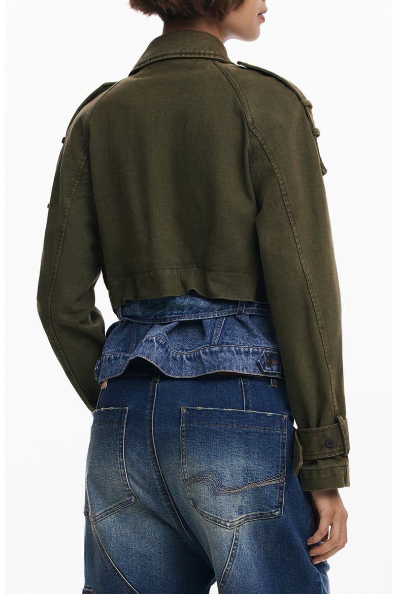 Mixed Media Jacket, Alternate, color, KHAKI GREEN/ BLUE