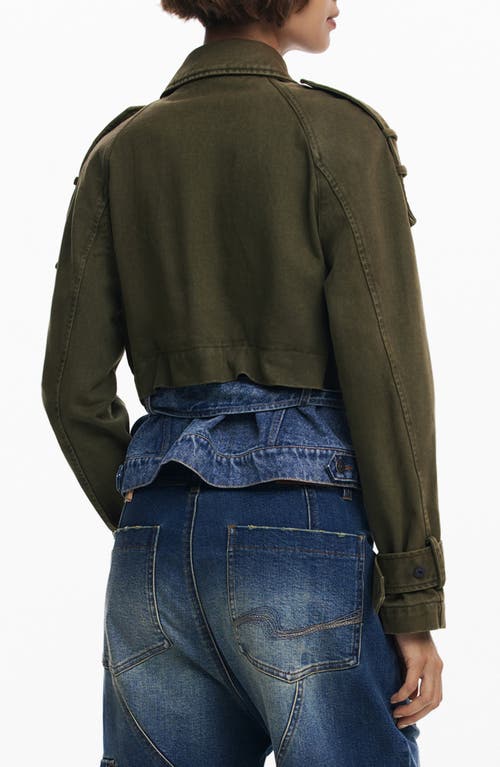 Desigual Mixed Media Jacket In Green