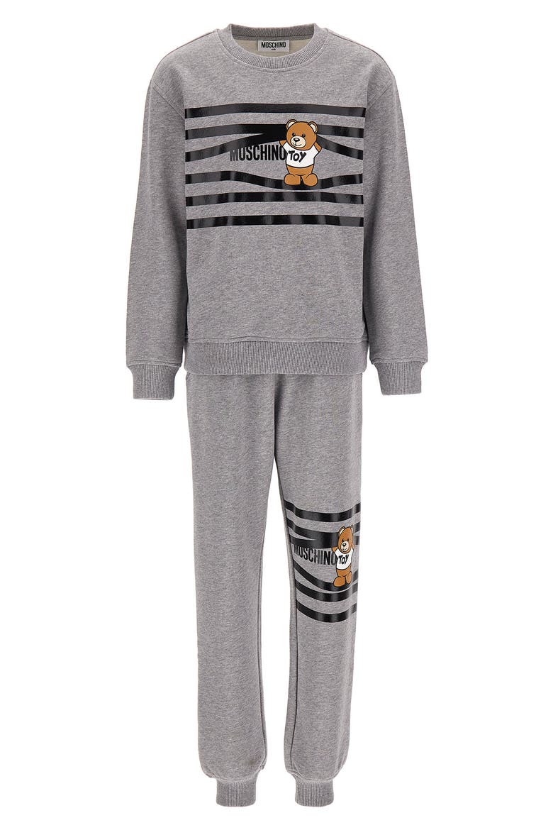 Kids' Stripe Logo Cotton Sweatshirt and Joggers Set, Main, color, 60901 GREY MELA