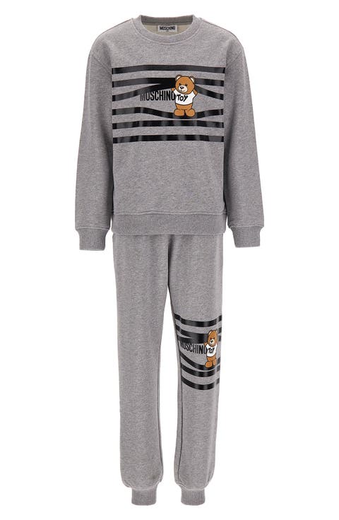 Kids' Stripe Logo Cotton Sweatshirt and Joggers Set