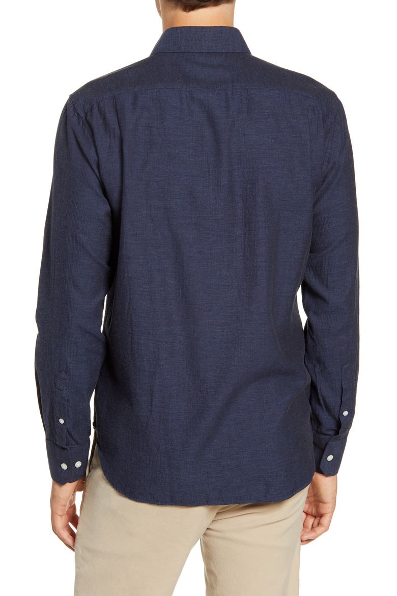 Unbutton Down Slim Fit Sport Shirt, Alternate, color, MIDNIGHT HEATHER