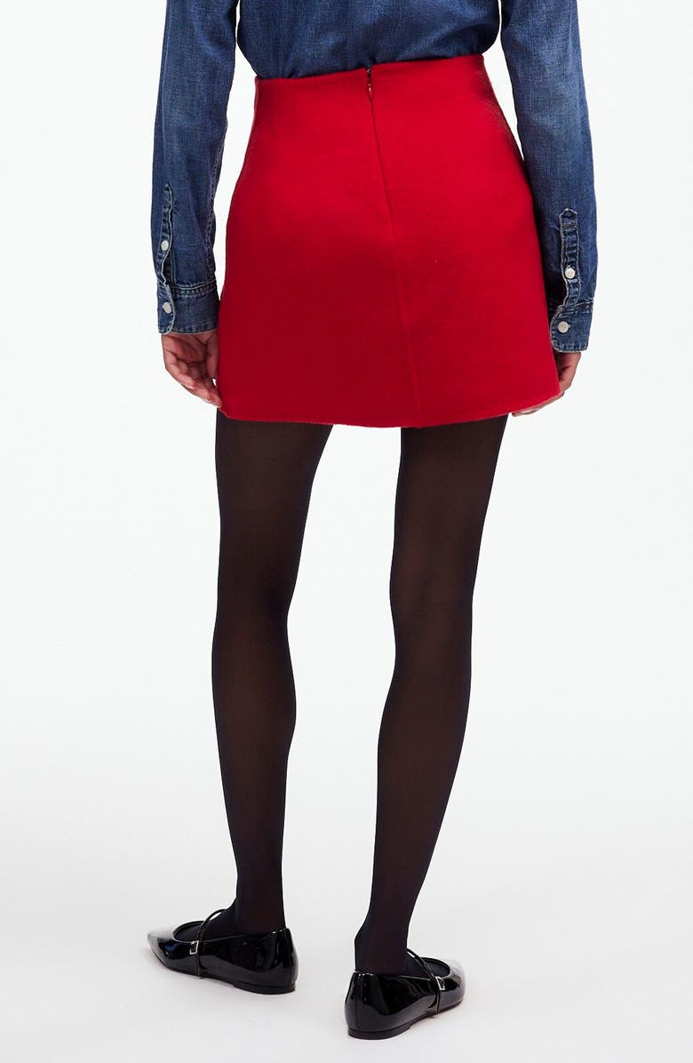 Madewell Double Faced Wool Blend Miniskirt, Alternate, color, Bright Cherry