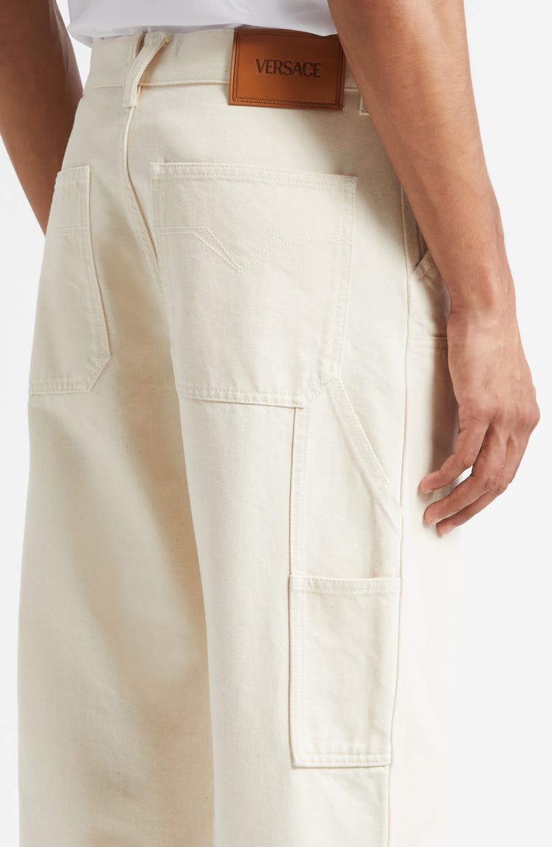 Versace Medusa Biggie Carpenter Jeans, Alternate, color, Ecru