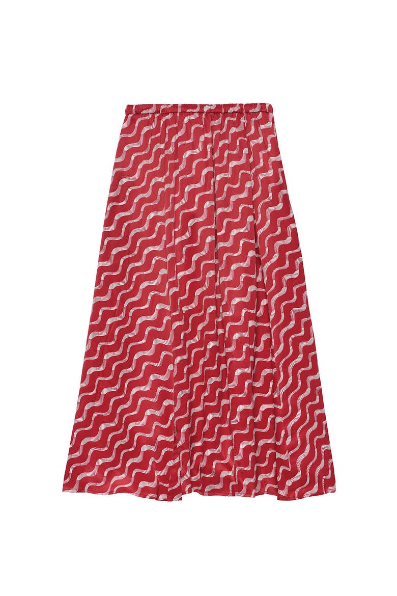 Satin Printed Maxi Skirt, Alternate, color, Red