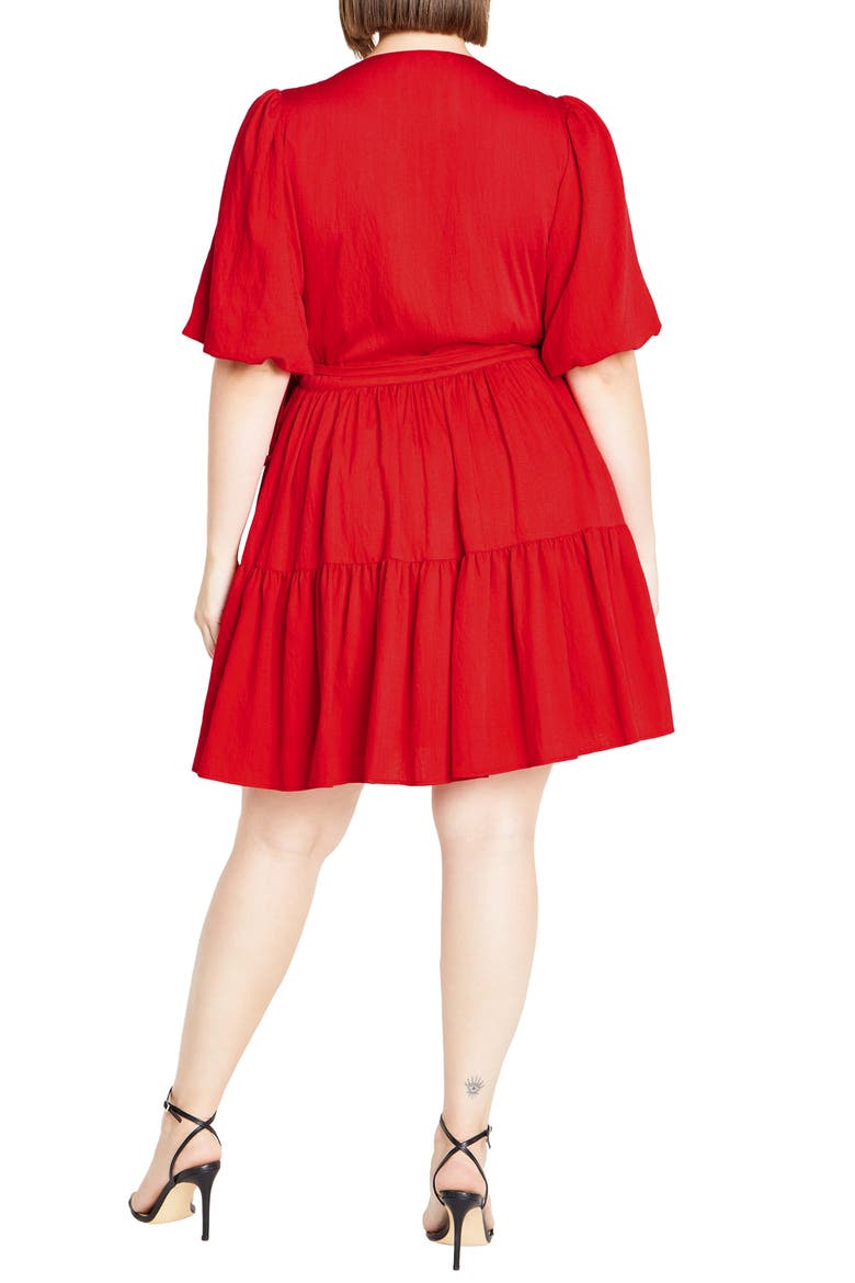 Nikola Tiered Wrap Dress, Alternate, color, TANGO RED