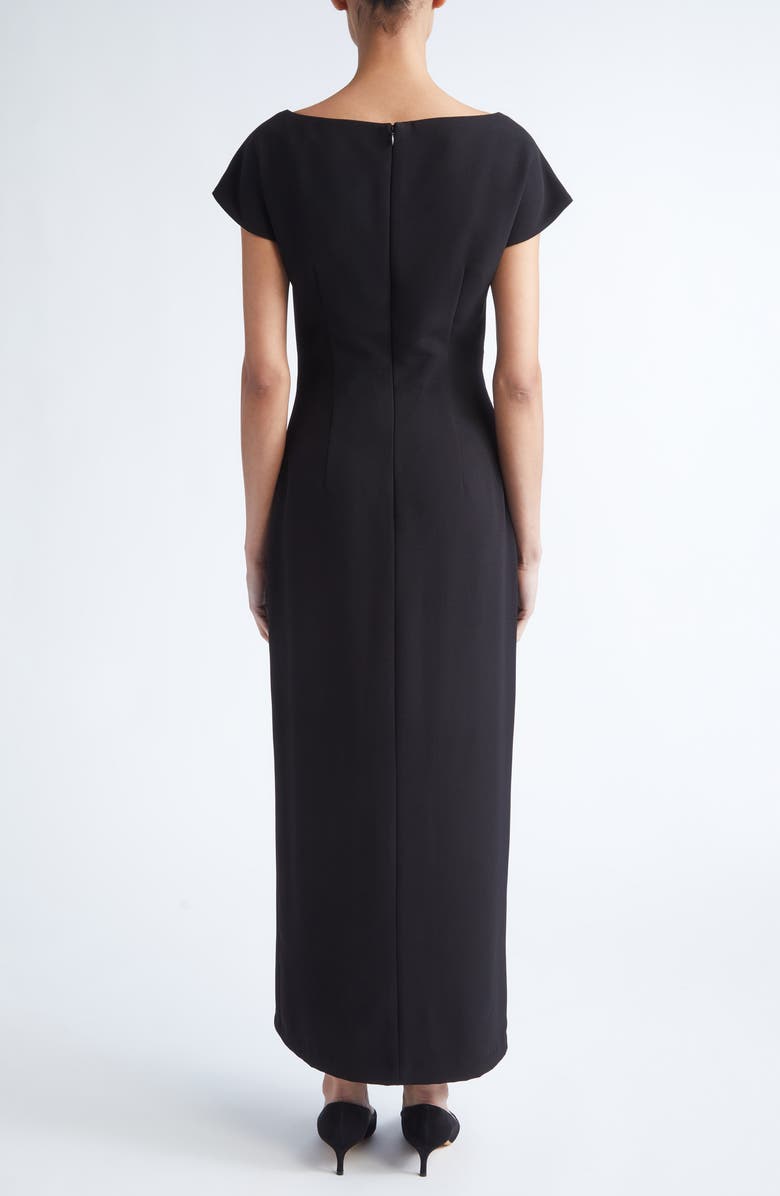 Lela Rose Cascade Stretch Crepe Dress, Alternate, color, Black